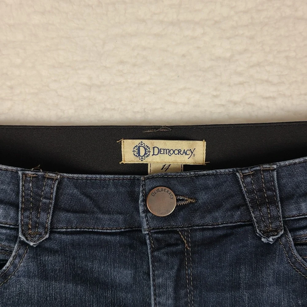 Democracy Jeans Womens 14 Blue Ab Solution Skinny Ankle Dark Wash Denim *